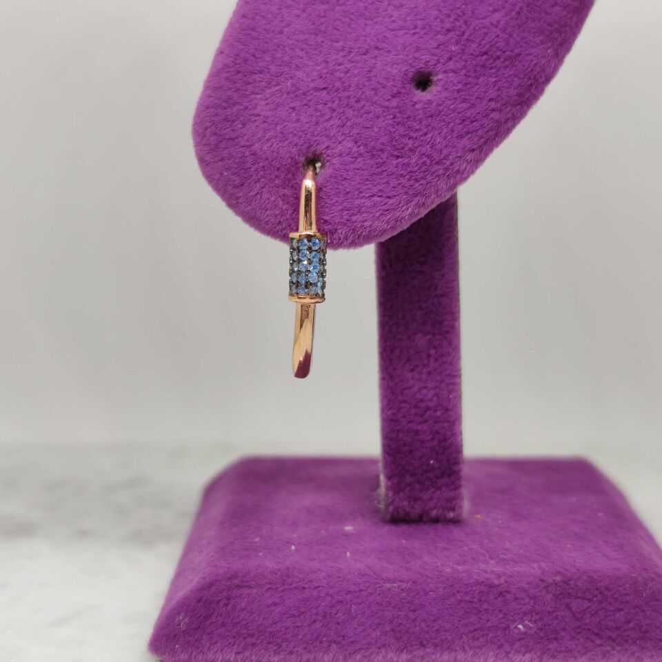 AQUA TAŞLI U GÜMÜŞ TEK KÜPE