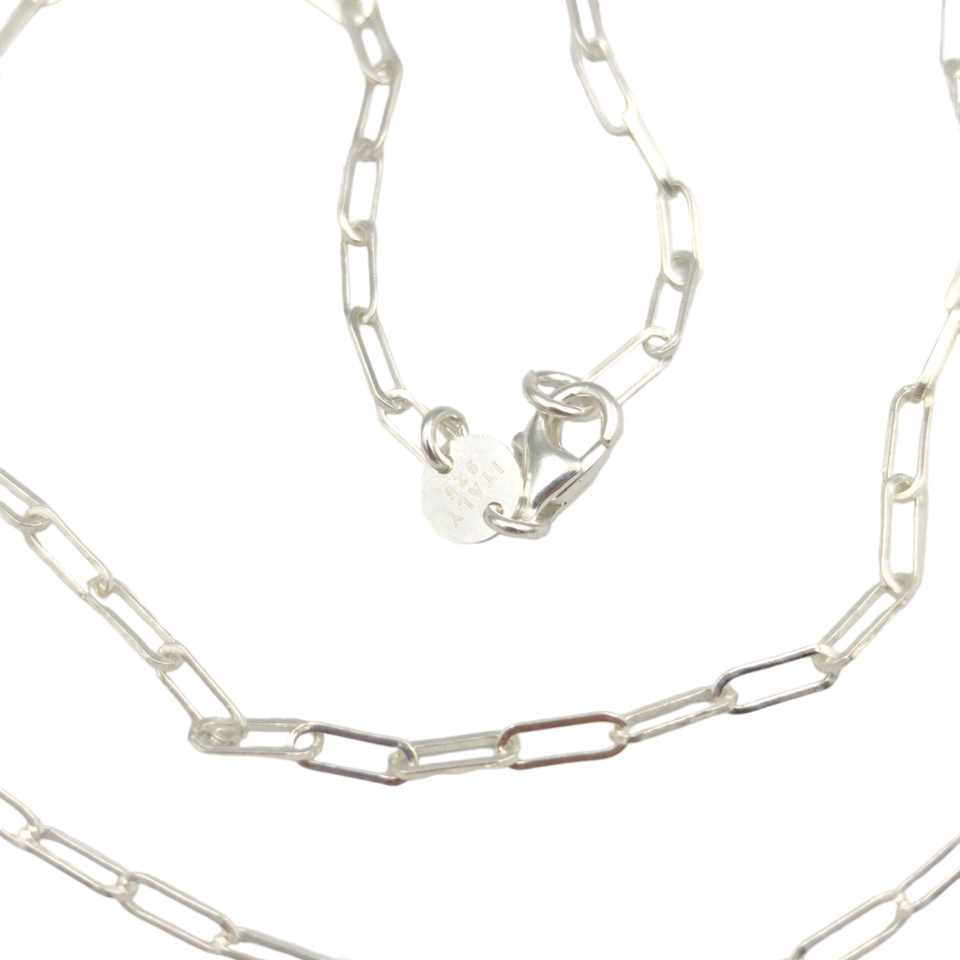 ITALY 3 MM ATAÇ GÜMÜŞ ZİNCİR KOLYE 55 CM BEYAZ - STD