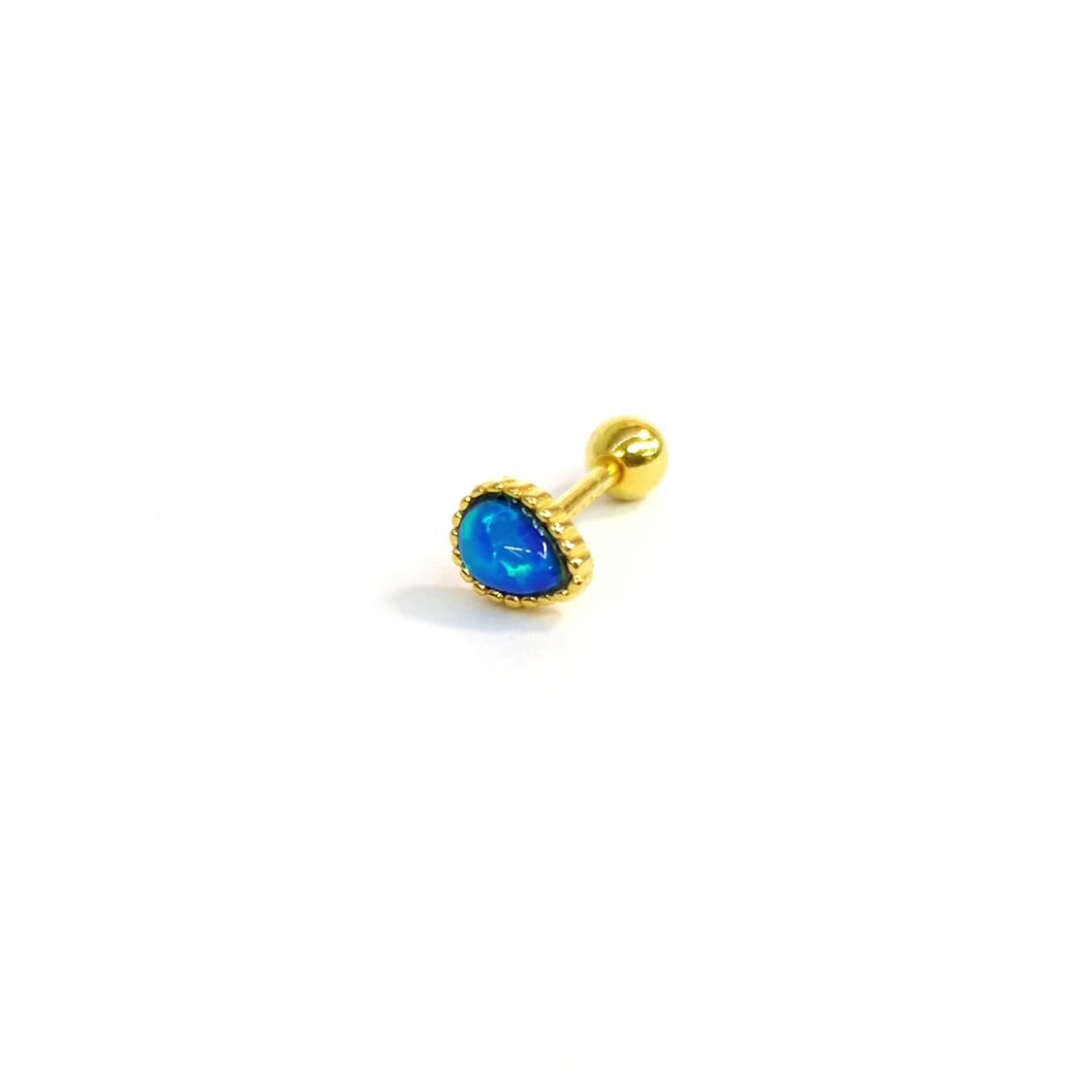 MAVİ OPAL DAMLA GÜMÜŞ TRAGUS PIERCING