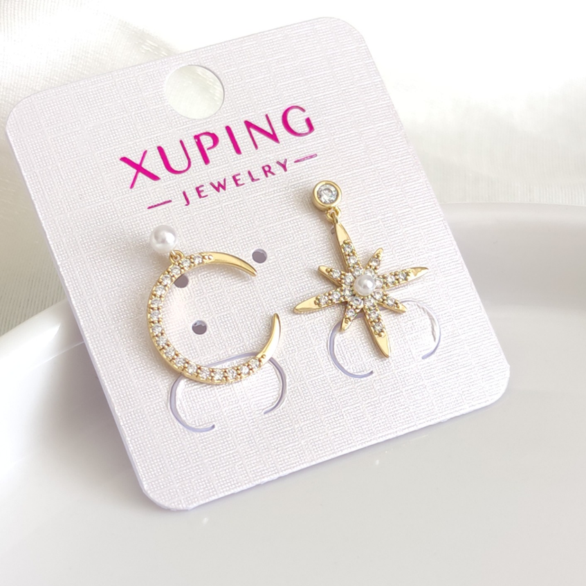 XUPING 1,50 CM TAŞ DETAYLI AY YILDIZ ÇİVİ KÜPE GOLD