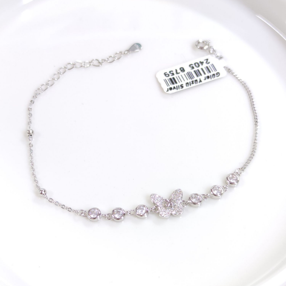 İTHAL TAŞLI KELEBEK GÜMÜŞ BİLEKLİK 16+3 CM