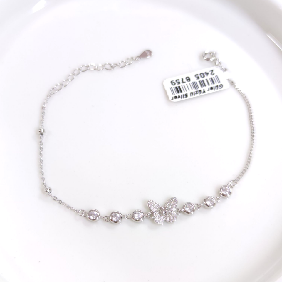 İTHAL TAŞLI KELEBEK GÜMÜŞ BİLEKLİK 16+3 CM