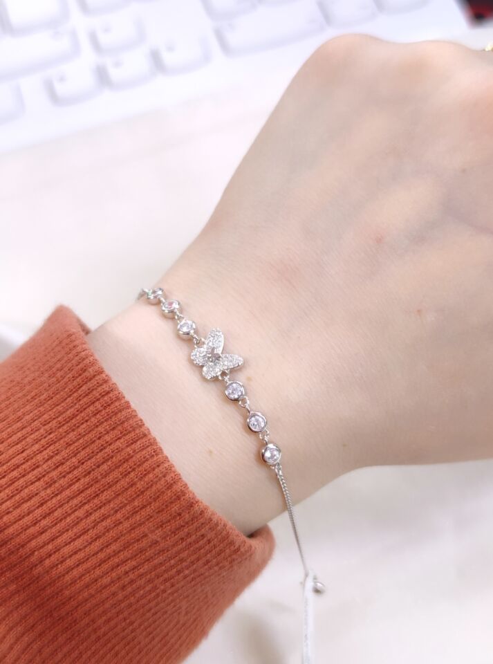 İTHAL TAŞLI KELEBEK GÜMÜŞ BİLEKLİK 16+3 CM