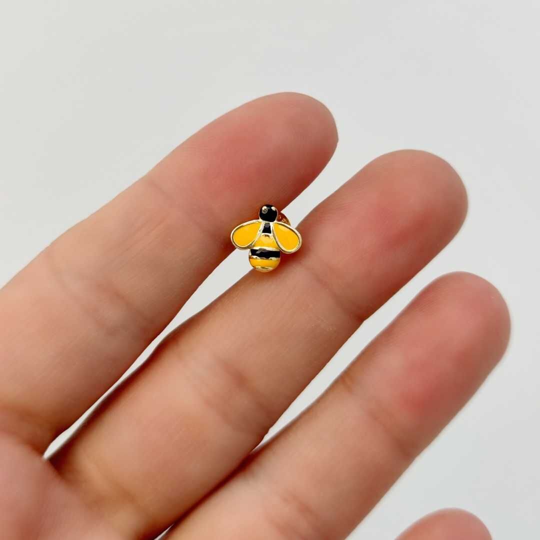 MİNELİ ARI - TEK - GÜMÜŞ KÜPE ALTIN SARI - STD