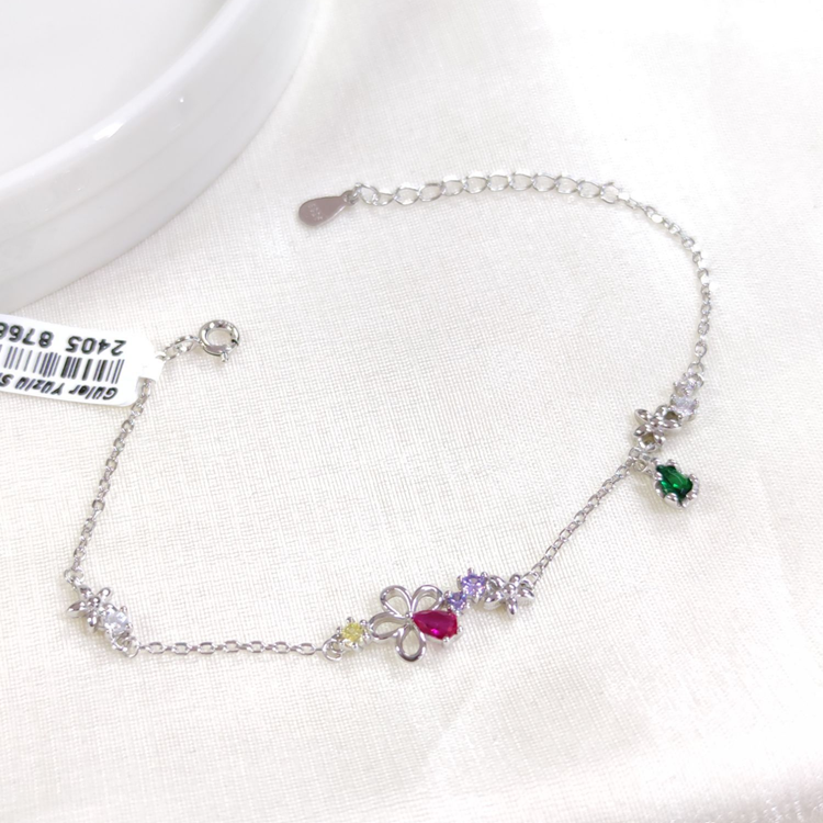İTHAL RENKLİ TAŞLI GÜMÜŞ BİLEKLİK 16+3 CM