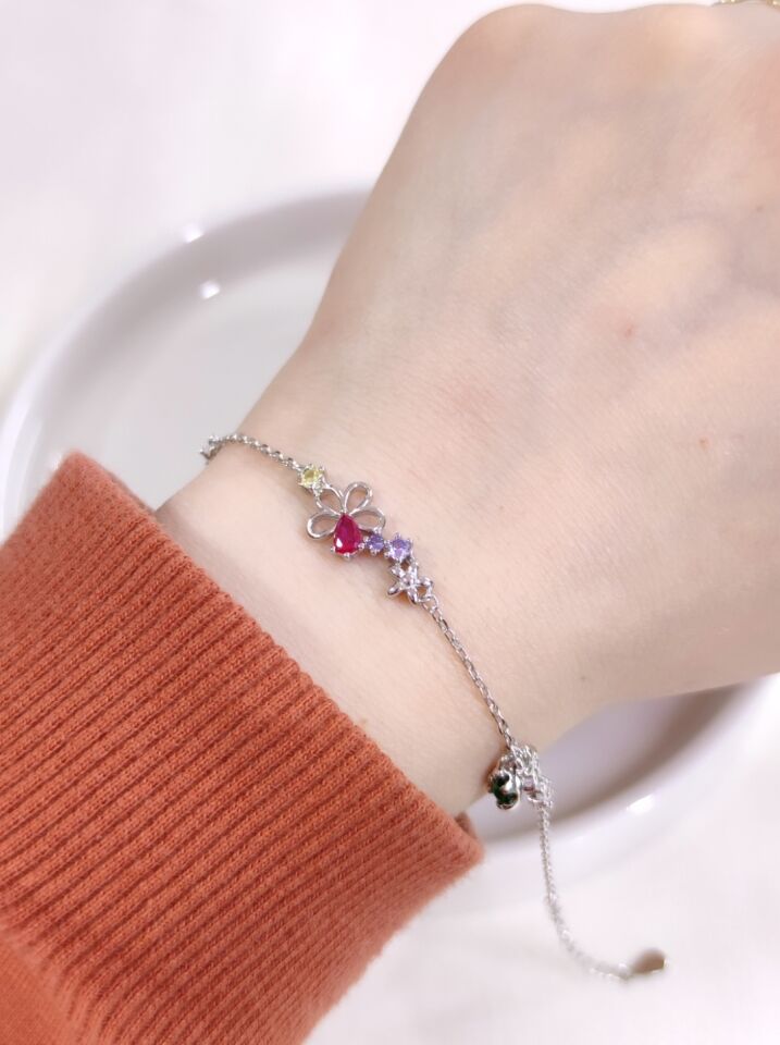 İTHAL RENKLİ TAŞLI GÜMÜŞ BİLEKLİK 16+3 CM