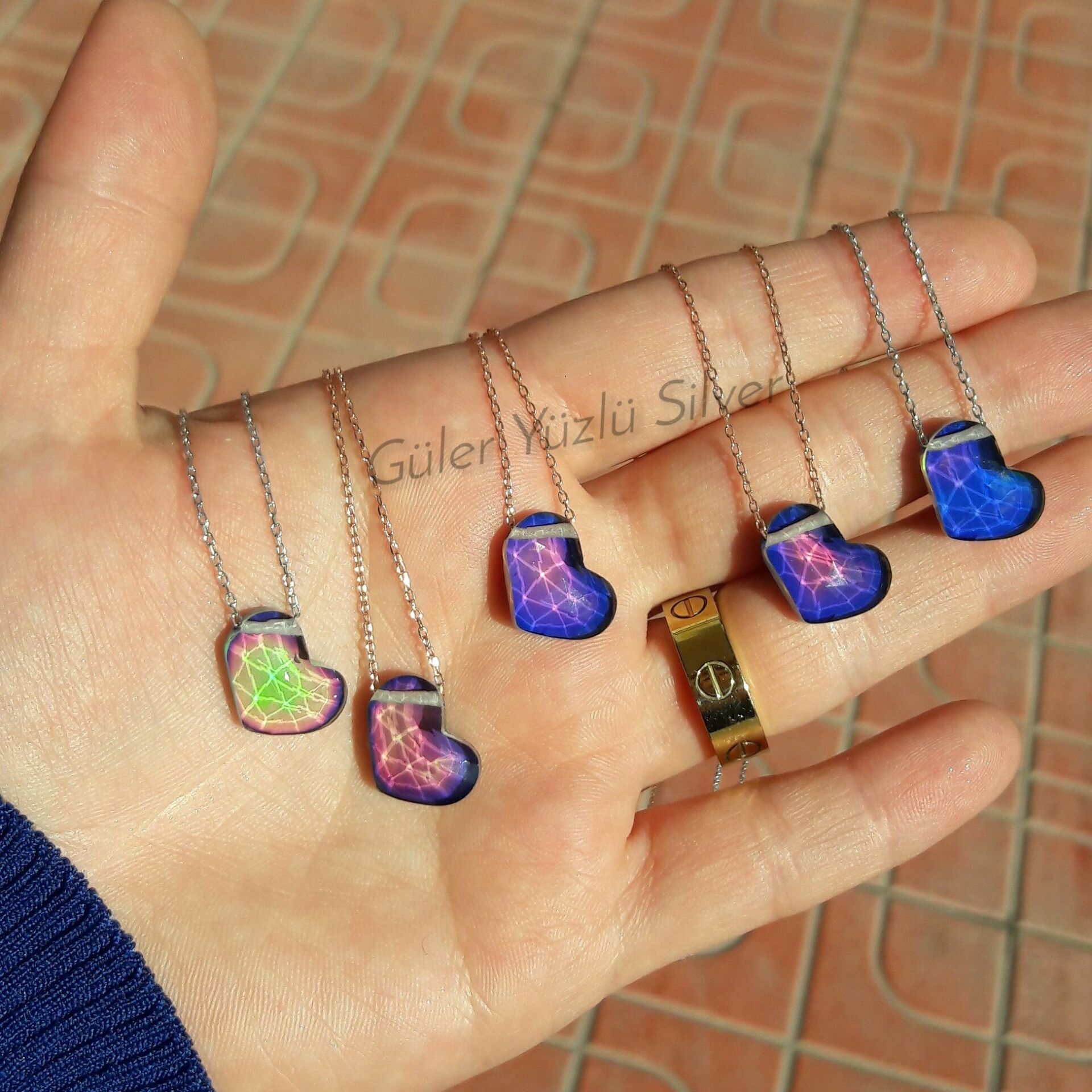 KALP HİS TAŞI GÜMÜŞ KOLYE RODYUM BEYAZ - STD