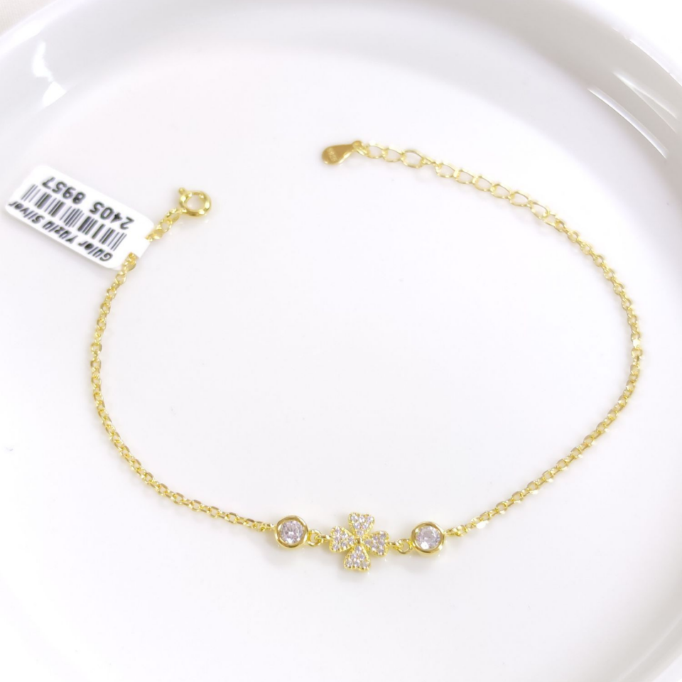 İTHAL TAŞLI YONCA GÜMÜŞ BİLEKLİK 16+3 CM