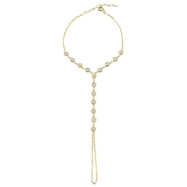 ZİRKON TAŞLI SU YOLU GÜMÜŞ ŞAHMERAN ALTIN SARI - STD