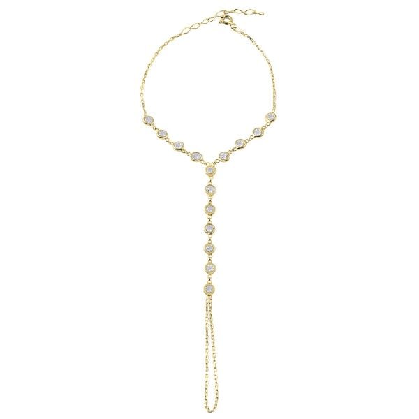 ZİRKON TAŞLI SU YOLU GÜMÜŞ ŞAHMERAN ALTIN SARI - STD