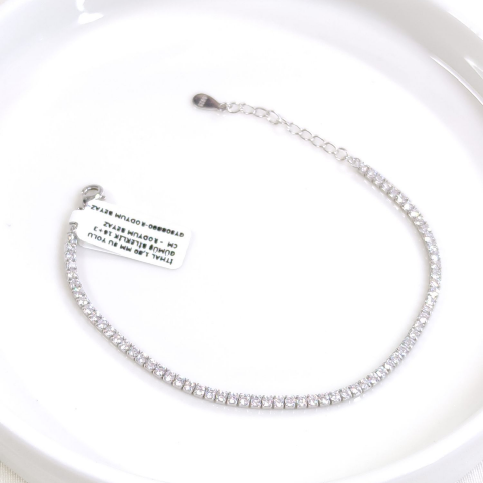 İTHAL 1,80 MM SU YOLU GÜMÜŞ BİLEKLİK 16+3 CM