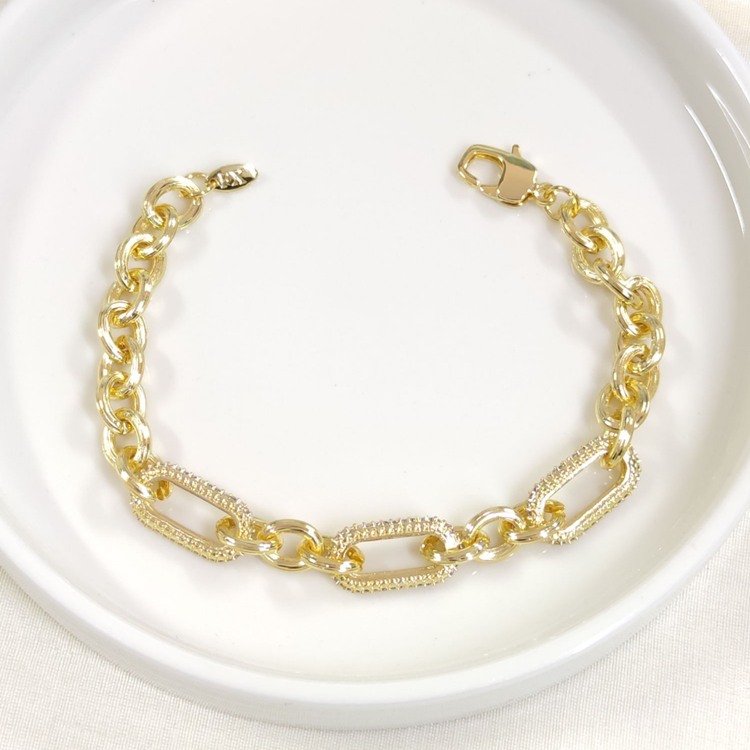 FULLYX TAŞ DETAYLI OVAL BİLEKLİK GOLD
