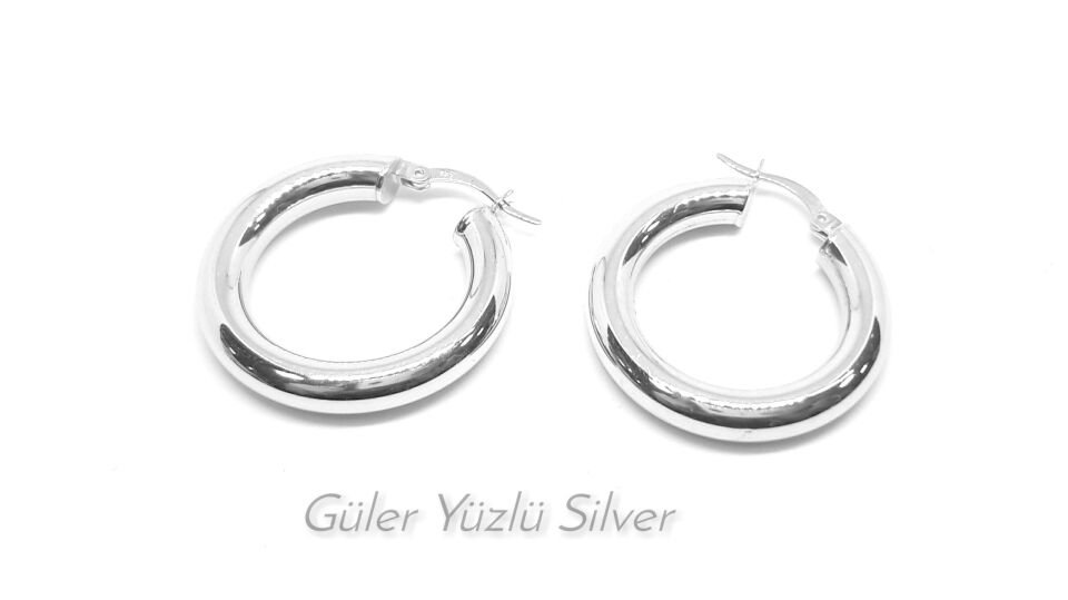 22 MM BOMBELİ HALKA GÜMÜŞ KÜPE