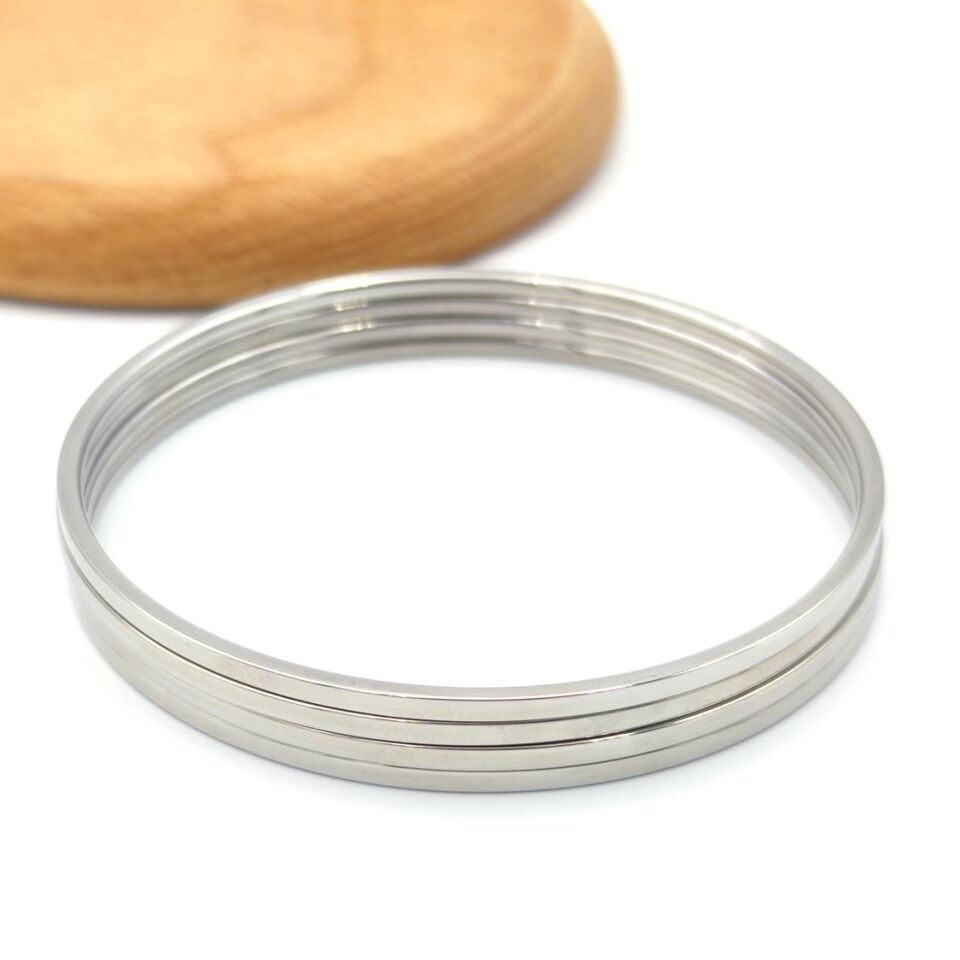 DÖRTLÜ 60 MM İNCE RAY ÇELİK BİLEZİK BEYAZ - STD