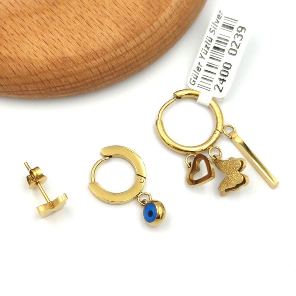 SALLANTILI KELEBEK KOMBİN ÇELİK KÜPE