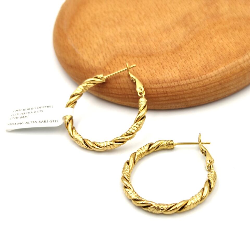 25 MM BURGU DESENLİ ÇELİK HALKA KÜPE