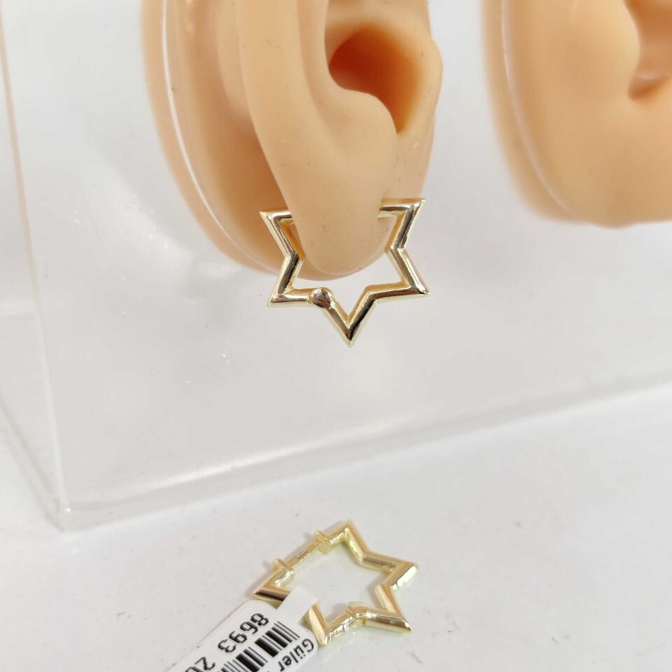 YILDIZ GÜMÜŞ HALKA KÜPE ALTIN SARI - STD