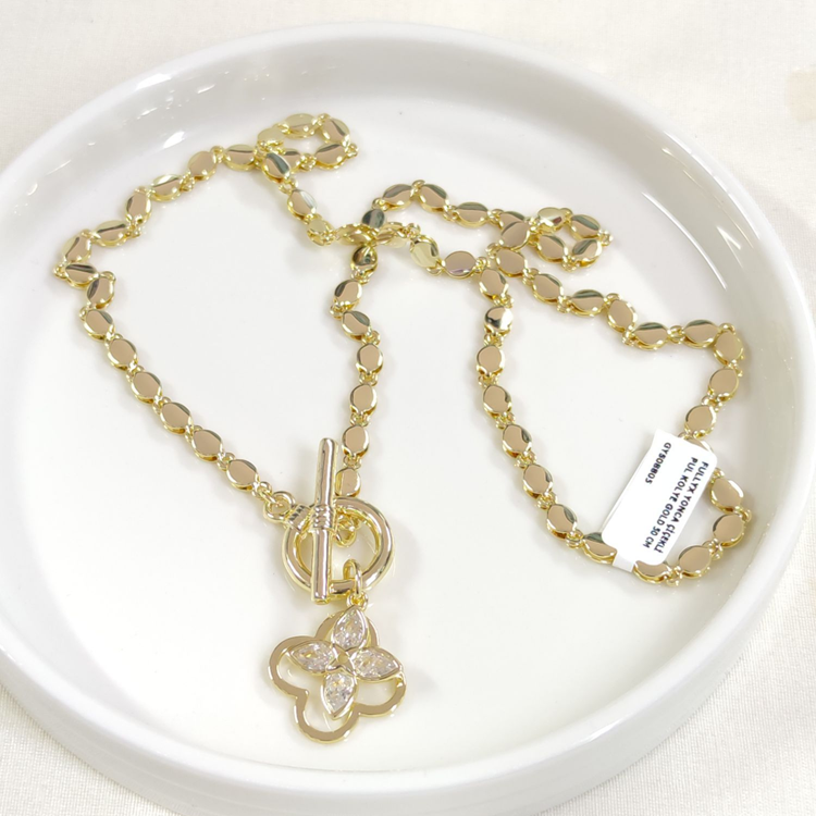 FULLYX YONCA ÇİÇEKLİ PUL KOLYE GOLD 50 CM