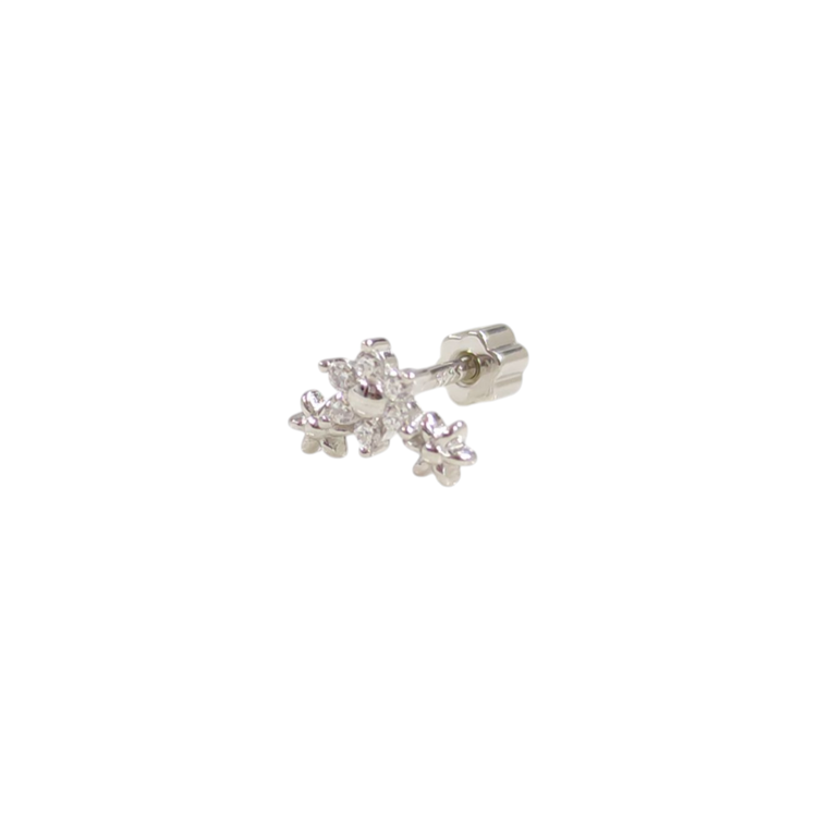 ÜÇLÜ ÇİÇEK GÜMÜŞ TRAGUS PIERCING