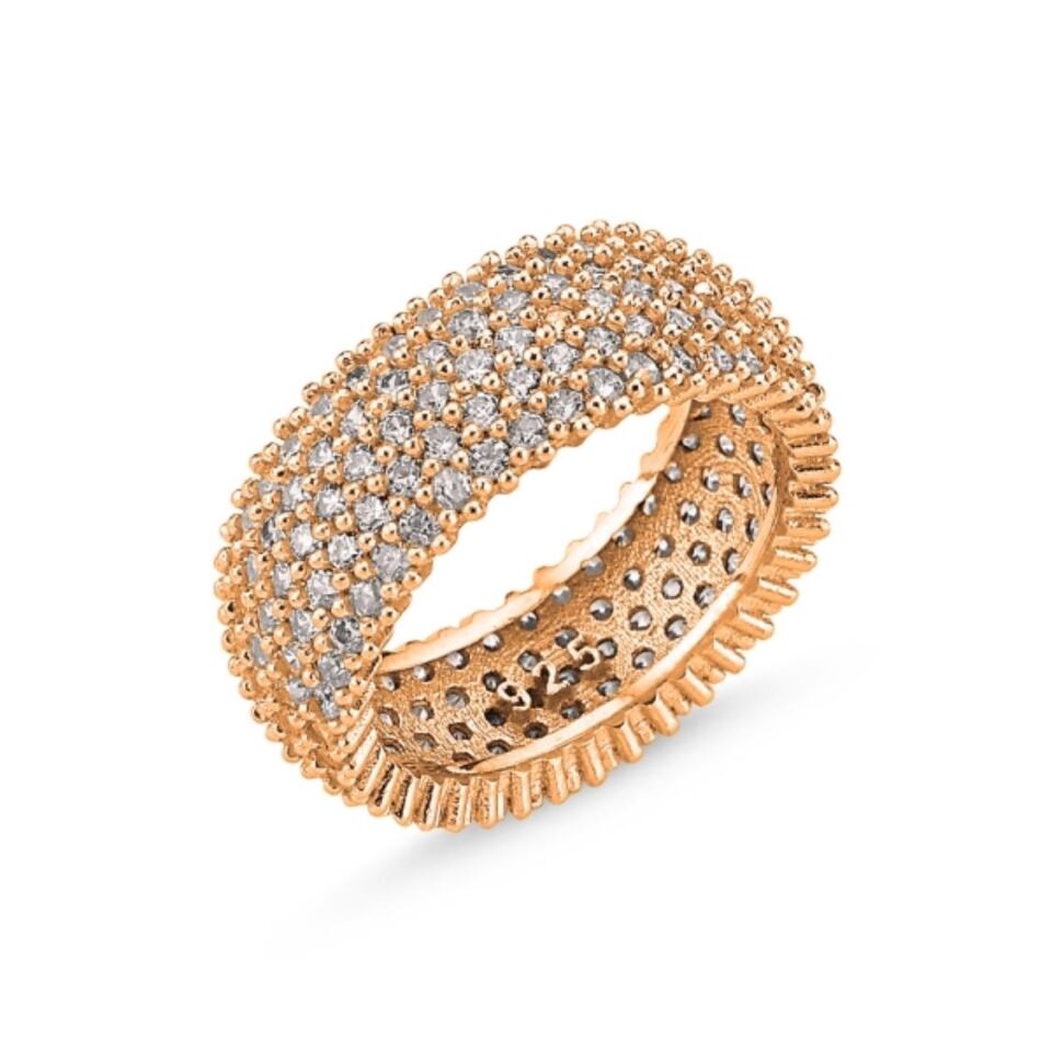 ROSE KAPLAMA 5 SIRA ZİRKON TAŞLI TAMTUR GÜMÜŞ ROSE BAKIR - 14