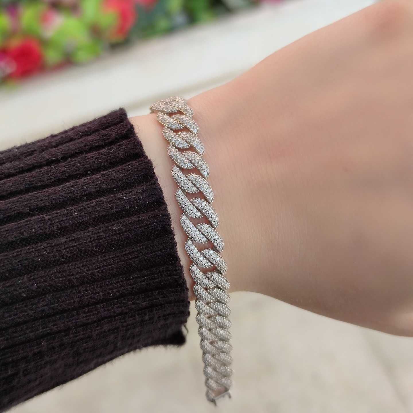 TAŞLI GURMET 16 CM GÜMÜŞ BİLEKLİK RODYUM BEYAZ - STD