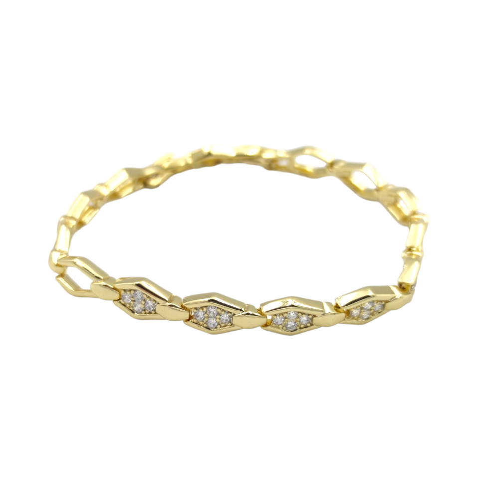 XUPING TAŞLI DÖRTGEN ZİNCİR BİLEKLİK GOLD