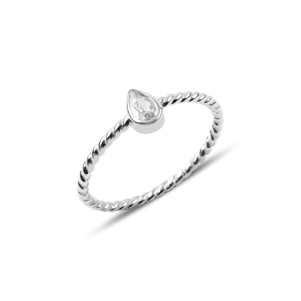 DAMLA ZİRKON TEKTAŞ GÜMÜŞ YÜZÜK G8475 RODYUM BEYAZ - 13