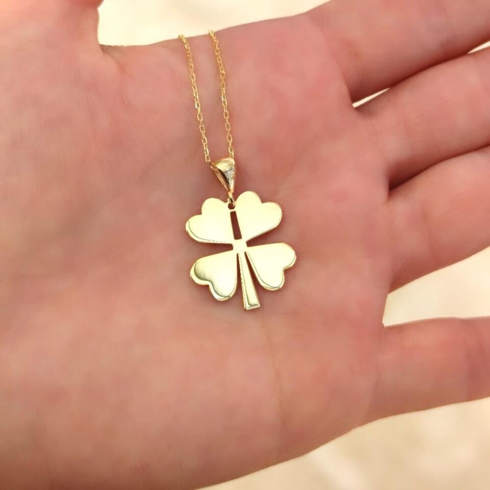 İSİM YAZILABİLEN YONCA GÜMÜŞ KOLYE ALTIN SARI - STD