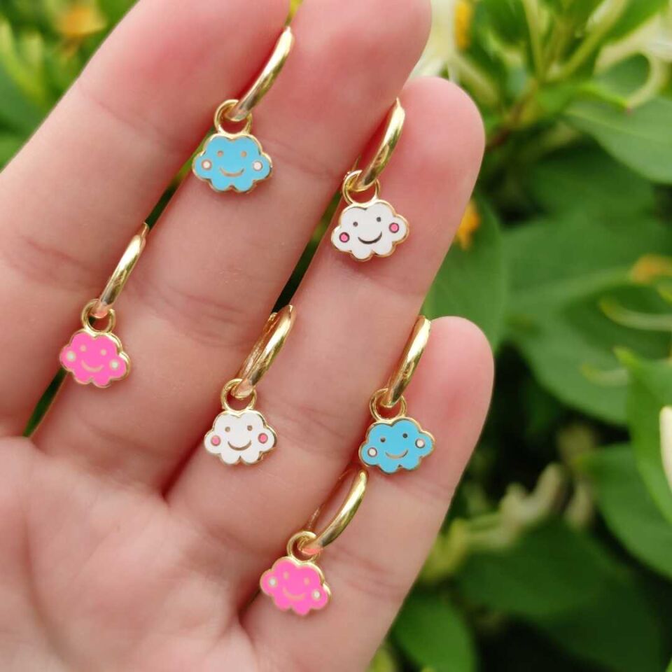 BULUT TEK GÜMÜŞ HALKA KÜPE MAVİ - STD