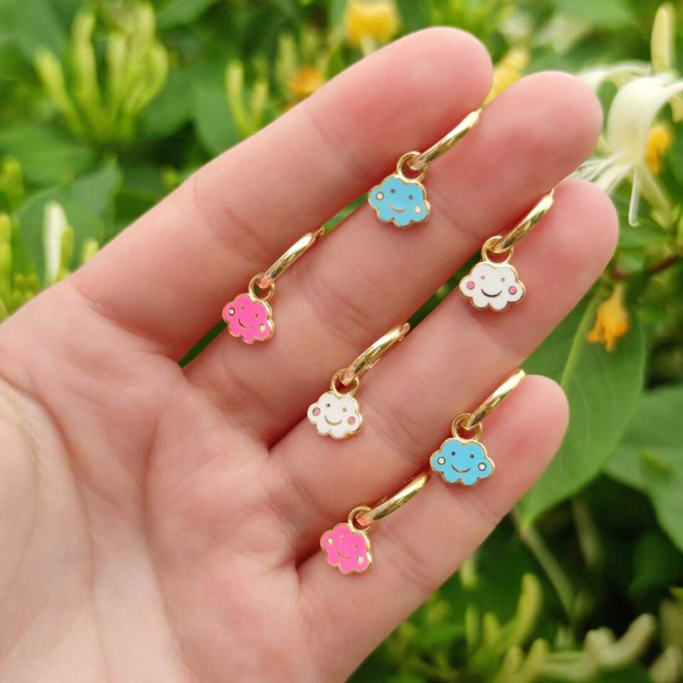 BULUT TEK GÜMÜŞ HALKA KÜPE MAVİ - STD