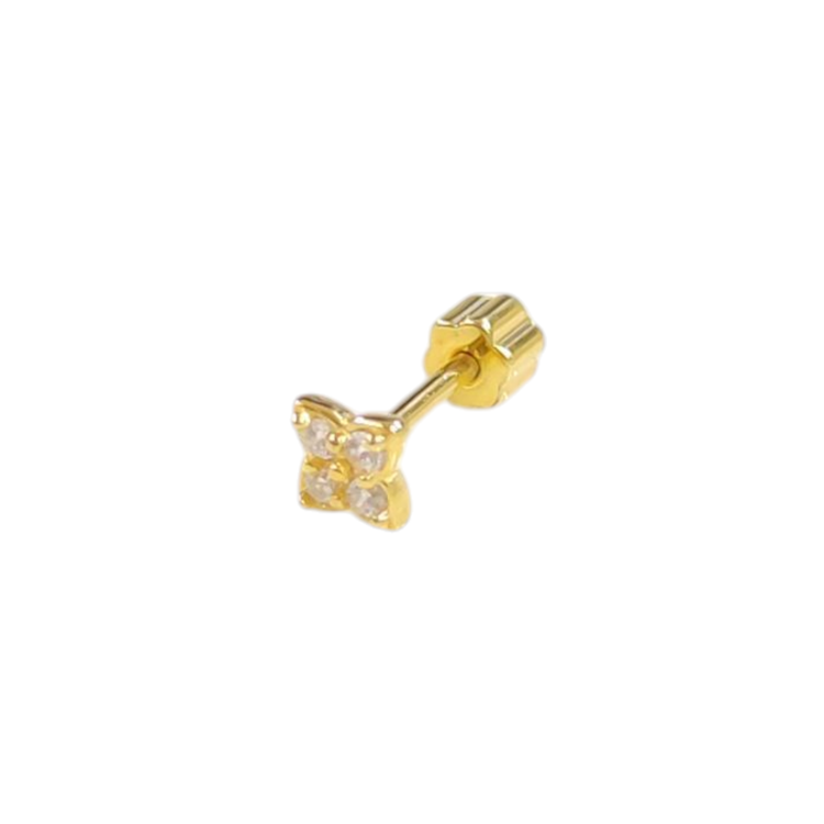 KÖŞELİ ÇİÇEK GÜMÜŞ TRAGUS PIERCING