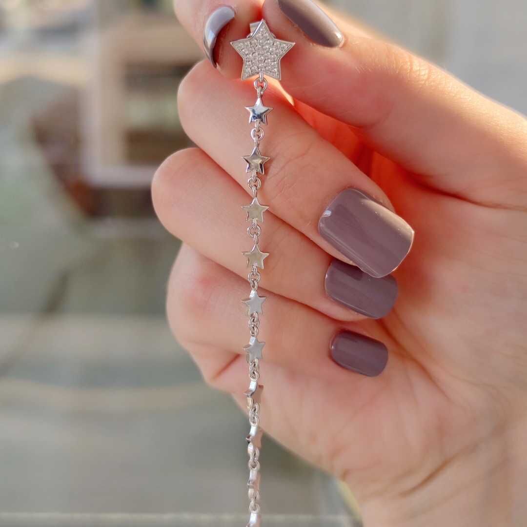 SALLATILI SÜZME YILDIZ - TEK - GÜMÜŞ KÜPE RODYUM BEYAZ - STD