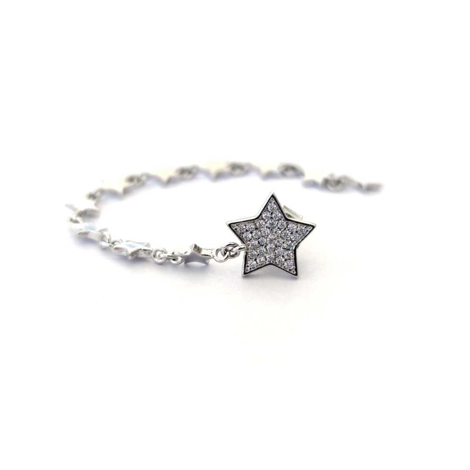 SALLATILI SÜZME YILDIZ - TEK - GÜMÜŞ KÜPE RODYUM BEYAZ - STD