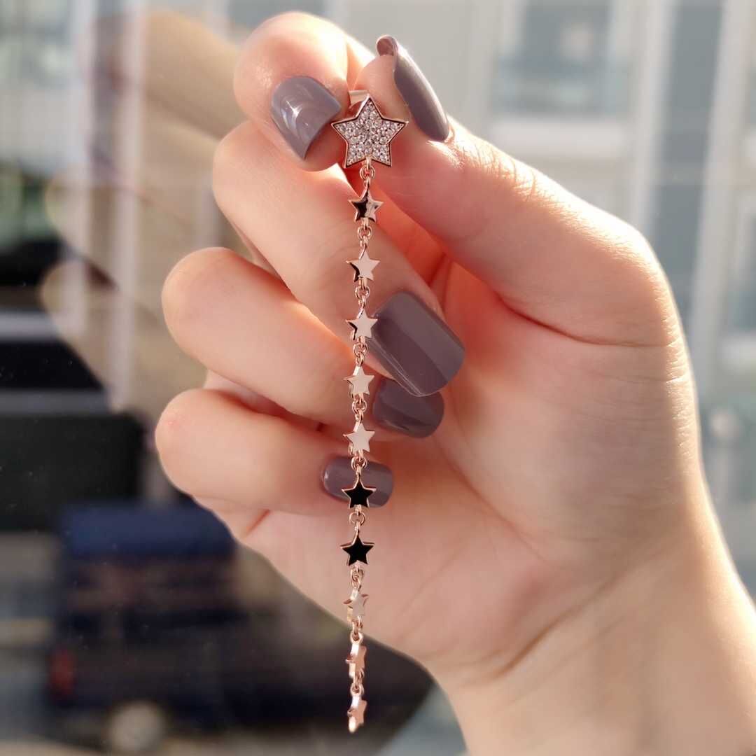 SALLATILI SÜZME YILDIZ - TEK - GÜMÜŞ KÜPE ROSE BAKIR - STD