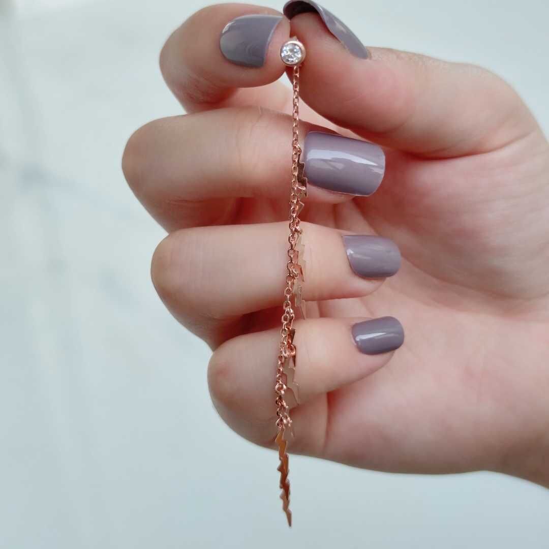 SALLANTILI ŞİMŞEK - TEK - GÜMÜŞ KÜPE ROSE BAKIR - STD