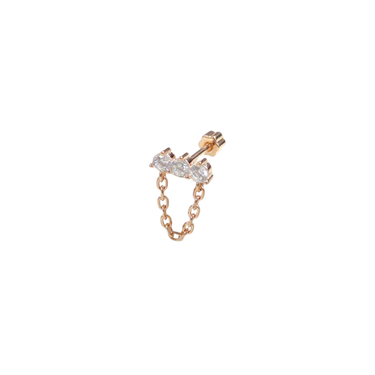 SALLANTILI ÜÇ TAŞ GÜMÜŞ TRAGUS PIERCING