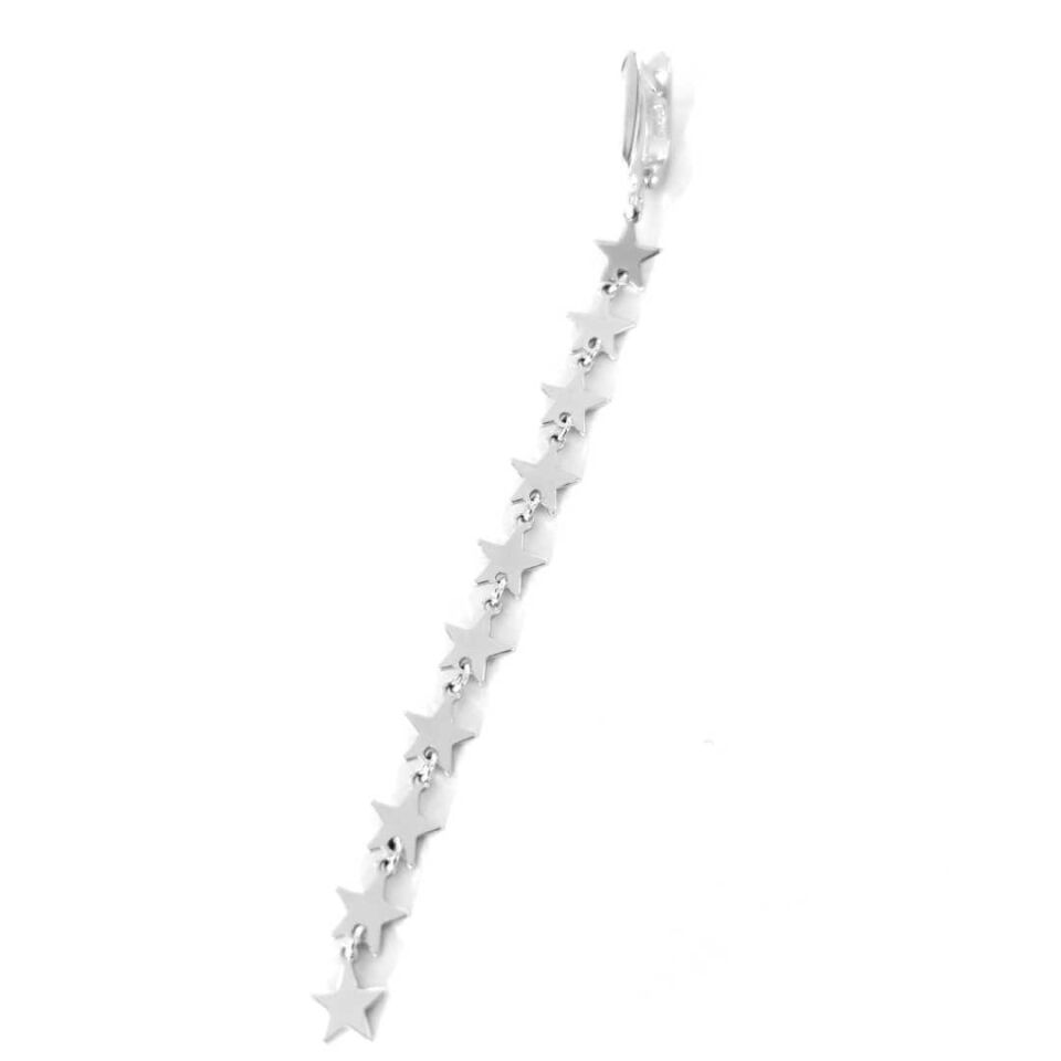 SÜZME YILDIZ - TEK - HALKA GÜMÜŞ KÜPE RODYUM BEYAZ - STD