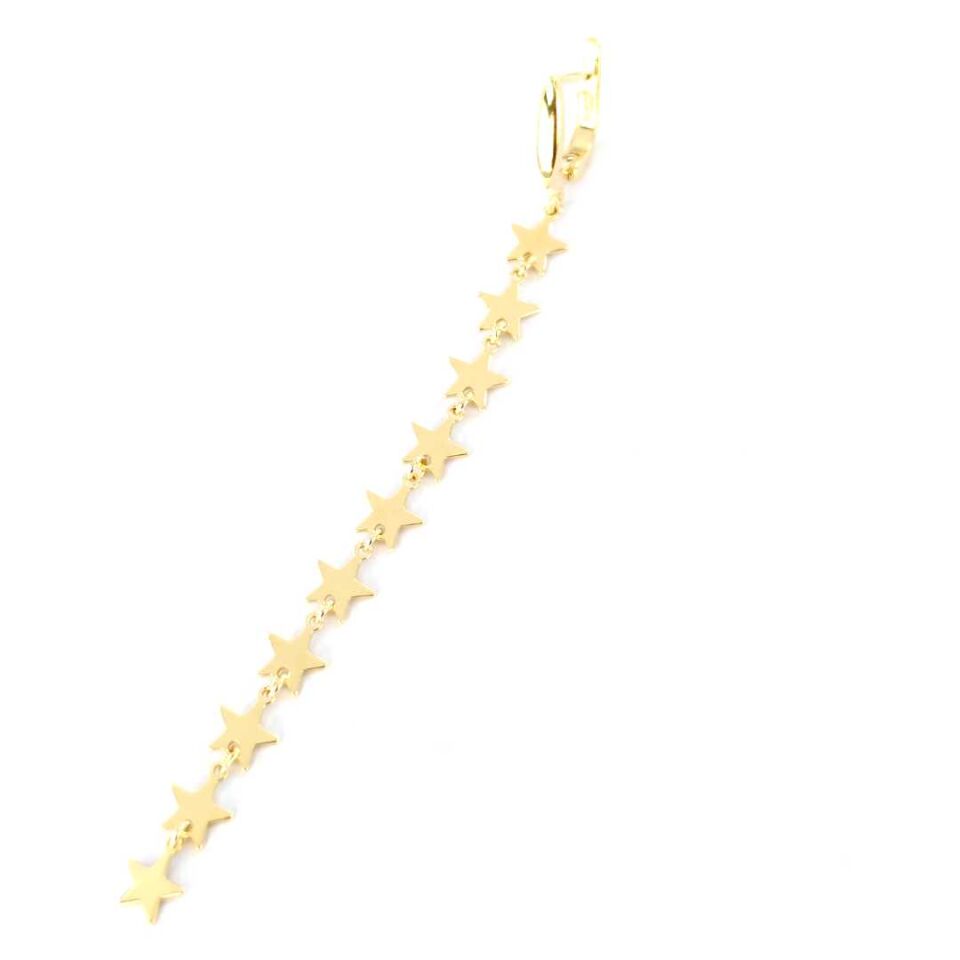 SÜZME YILDIZ - TEK - HALKA GÜMÜŞ KÜPE ALTIN SARI - STD