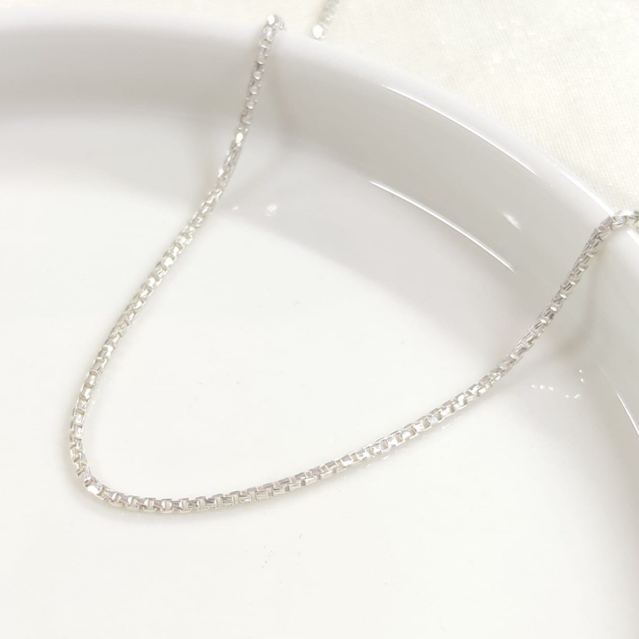 1,5 MM ITALY KÜP ZİNCİR GÜMÜŞ KOLYE BEYAZ - 45 CM