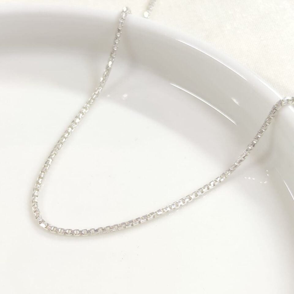 1,5 MM ITALY KÜP ZİNCİR GÜMÜŞ KOLYE BEYAZ - 45 CM