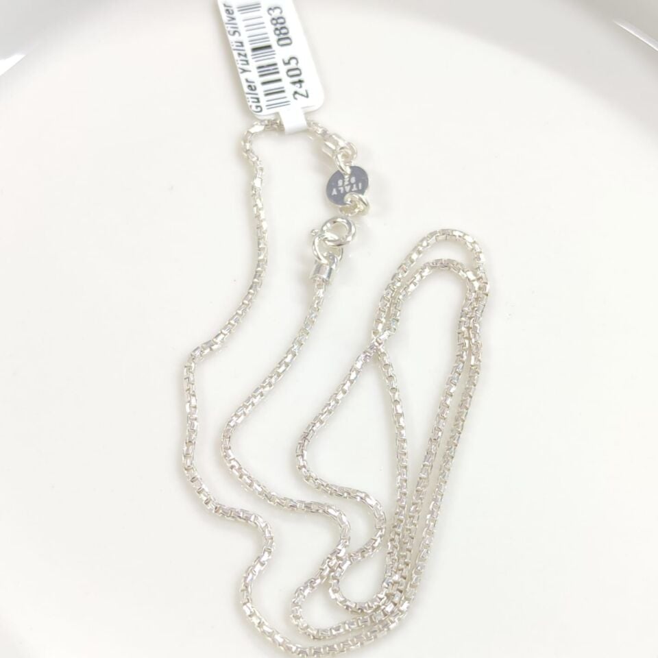 1,5 MM ITALY KÜP ZİNCİR GÜMÜŞ KOLYE BEYAZ - 45 CM