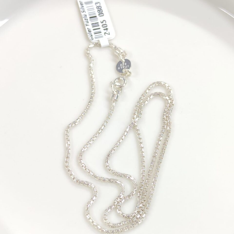 1,5 MM ITALY KÜP ZİNCİR GÜMÜŞ KOLYE BEYAZ - 55 CM