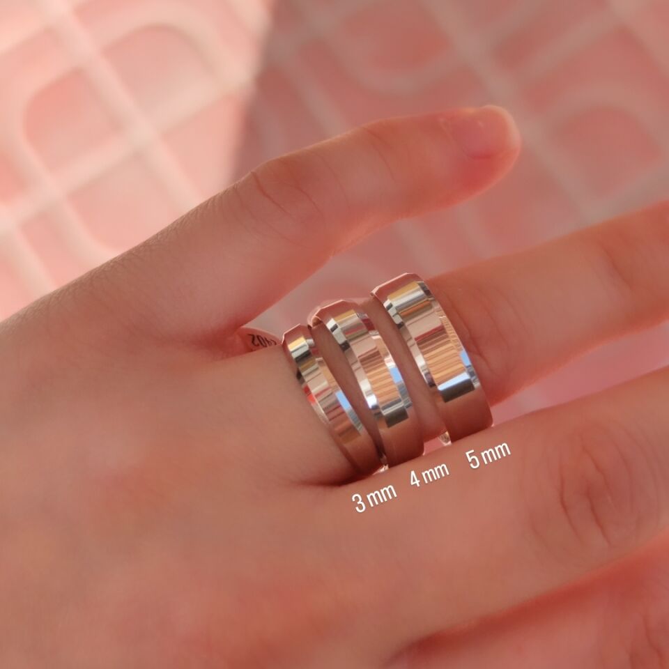 5 MM KLASİK KESİKLİ DÜZ GÜMÜŞ  ALYANS RODYUM BEYAZ - 22