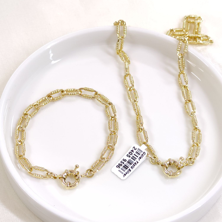 XUPING 5 MM DETAYLI ATAÇ 45 CM - 19 CM KOLYE BİLEKLİK SET GOLD