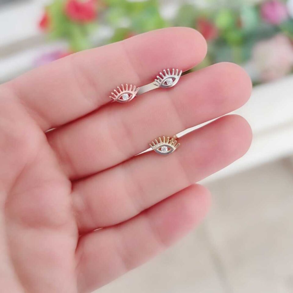 GÖZ - TEK - GÜMÜŞ VİDALI KÜPE ALTIN SARI - STD