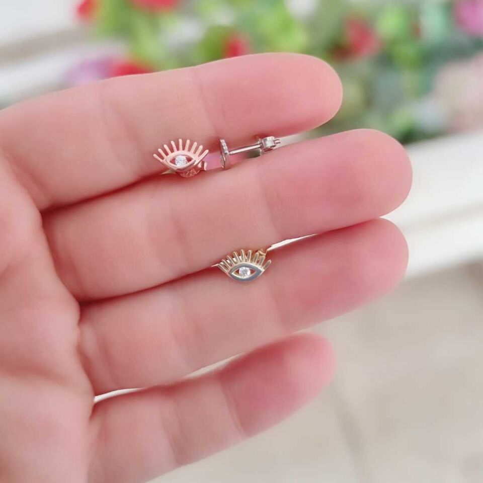 GÖZ - TEK - GÜMÜŞ VİDALI KÜPE ALTIN SARI - STD