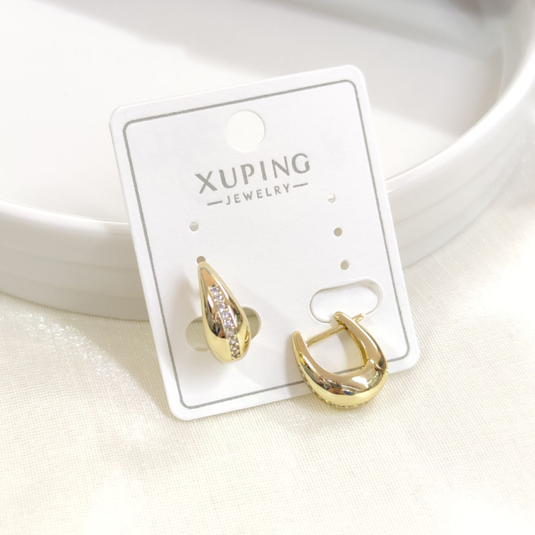XUPING 8 MM BOMBELİ TAŞ DETAYLI HALKA KÜPE GOLD