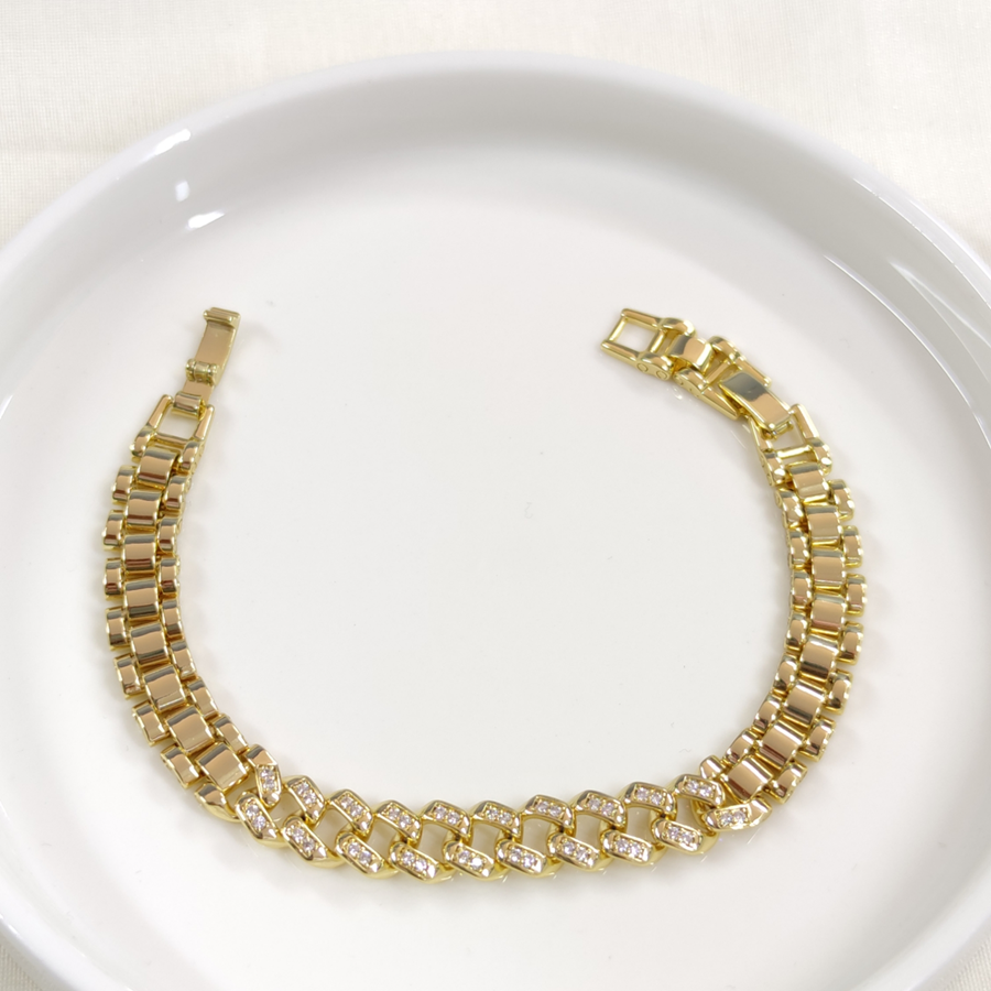XUPING 9 MM BAGET TAŞLI GURMET KORDON BİLEKLİK GOLD 17+2 CM