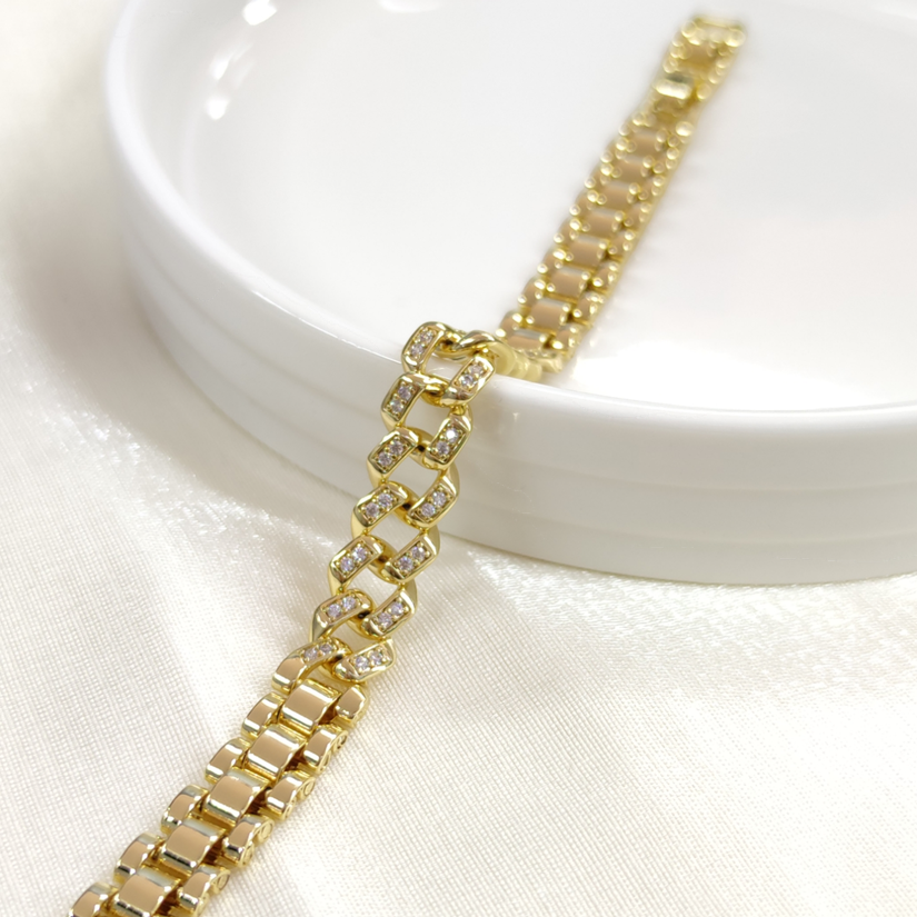 XUPING 9 MM BAGET TAŞLI GURMET KORDON BİLEKLİK GOLD 17+2 CM