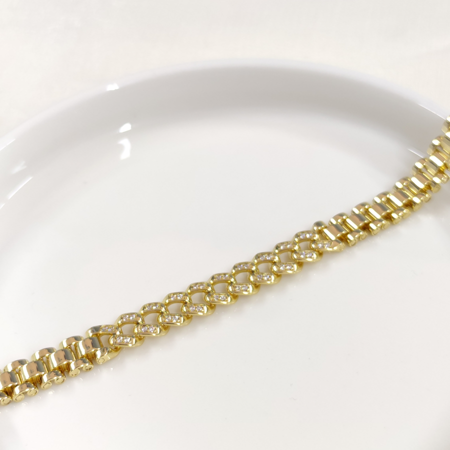 XUPING 9 MM BAGET TAŞLI GURMET KORDON BİLEKLİK GOLD 17+2 CM